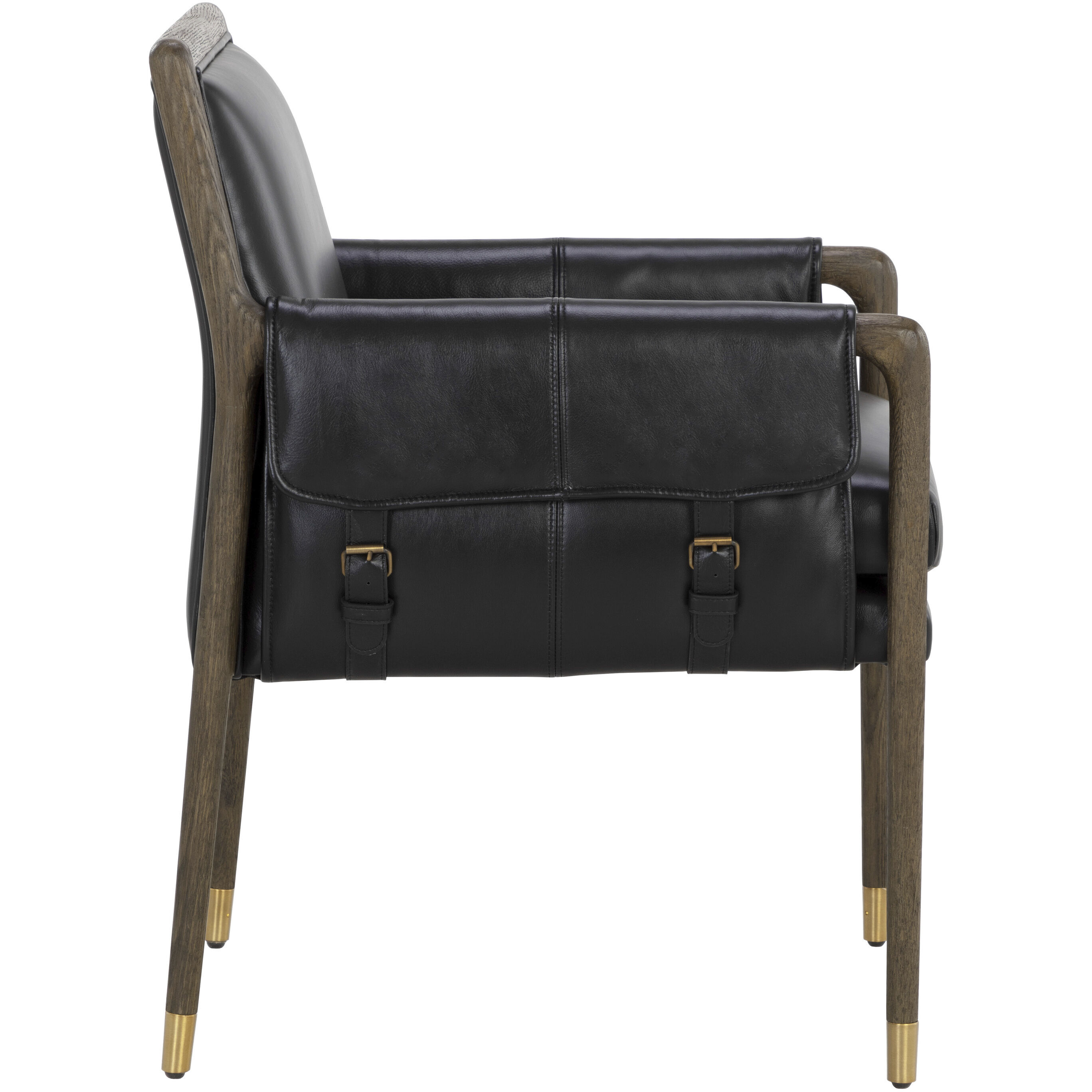 Mauti Distressed Brown / Cortina Black Leather Dining Armchair
